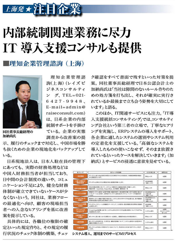 上海発注目企業――レイズが取材されました